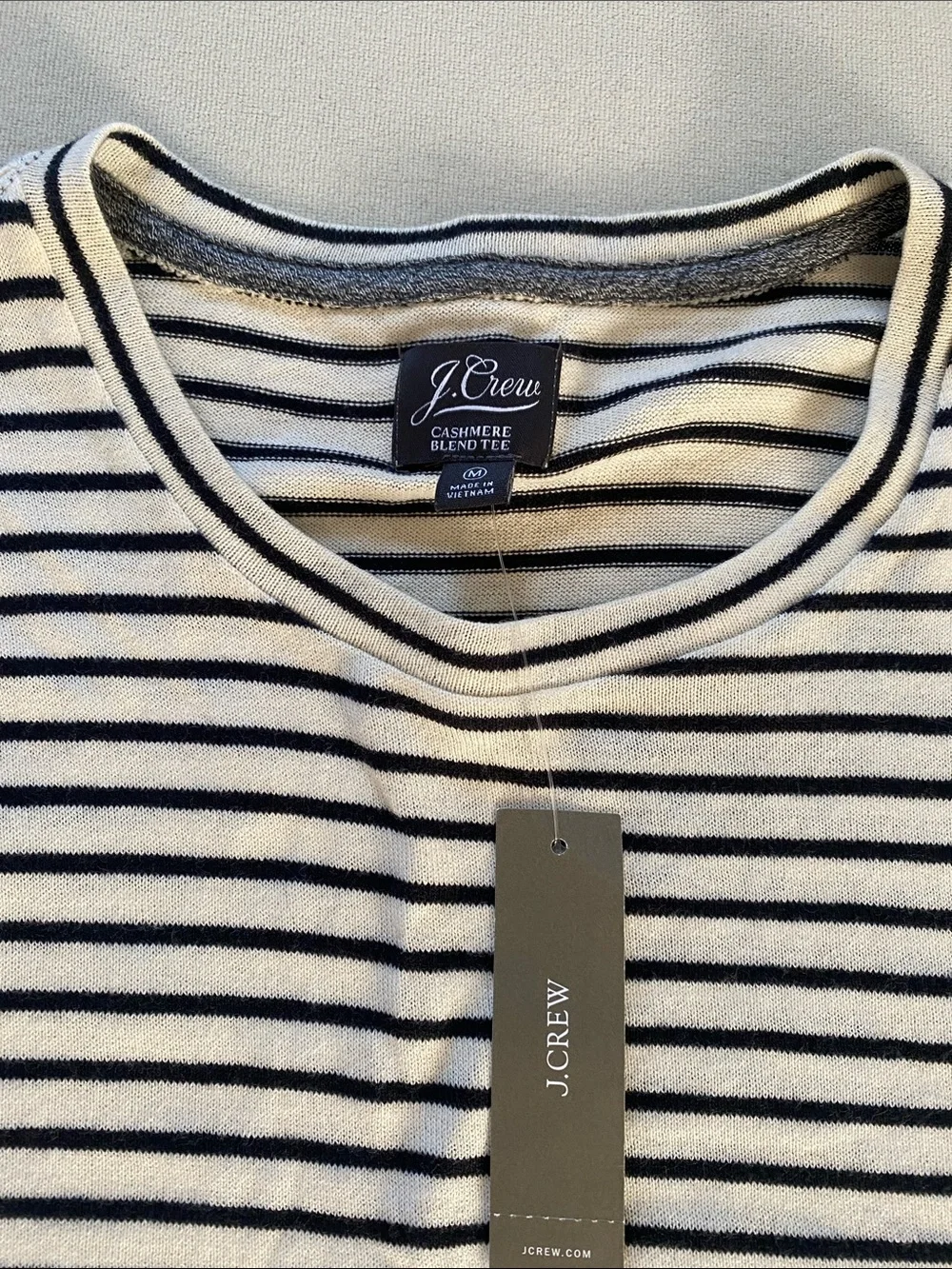 J. Crew Striped Cashmere-Blend Tee - Cream & Black